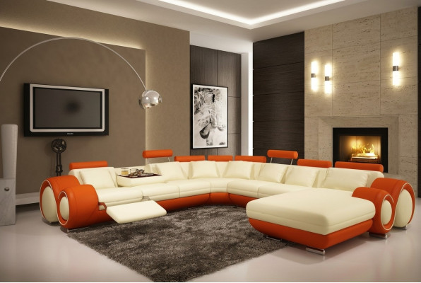 Dažādas funkcijas ādas dīvāns Dīvāns Sofa Polster Stūra dīvāns Moderns XXL Big