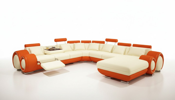 Dažādas funkcijas ādas dīvāns Dīvāns Sofa Polster Stūra dīvāns Moderns XXL Big
