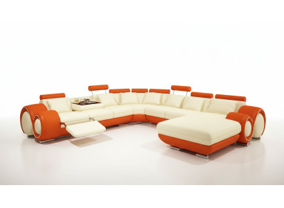 Dažādas funkcijas ādas dīvāns Dīvāns Sofa Polster Stūra dīvāns Moderns XXL Big