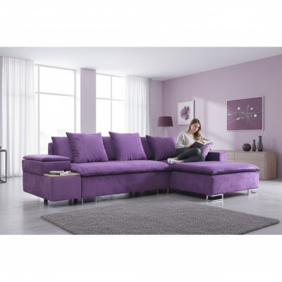 Dizaina stūra dīvāns Sofa L-formas ar gultas funkciju Dīvāns Ar mīkstumu sēdeklis Stūra dīvāni Tekstils Jauns