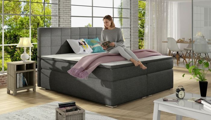Boxspring 180x200cm gulta Gultas viesnīca Āda Komplektēta gultas kaste Aizsargsvirsmiņa