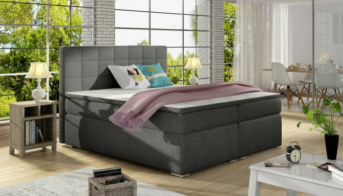 Boxspring 180x200cm gulta Gultas viesnīca Āda Komplektēta gultas kaste Aizsargsvirsmiņa