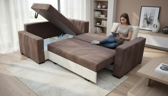 Dizainā guļamā sofa dīvāns polsterices dzīvojamo istabu stūra dīvāns dīvāns tekstila audums komplektācija