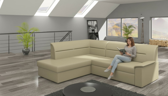 Dizain apgaļsofa Elano L-formas gultiņa funkcija Dīvāns āda tekstils Dīvāni