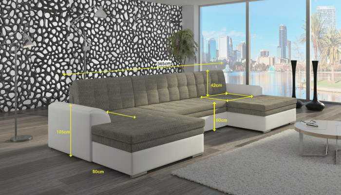Mūsdienīgs dizains Stūraiņu sofa Vento gulta funkcija Dīvāns Āda Polster Tekstil Sofa