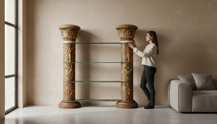 Regāls Stikla Vitrīns Ēģiptes Regāli Vitrīnas XXL Kolonnas 180cm Kolonna Ēģipte Jauns