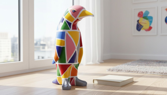 Dizaina luksusa figūra skulptūra roku darbs XXL 67cm Pinguīns dzīvnieki skulptūras figūras.