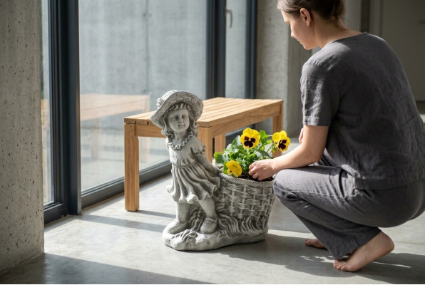 40 cm dekoratīva skulptūra dizaina figūra statuja dārzā pelēka figūra dabas statuja