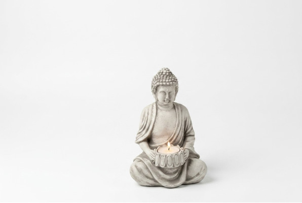 Buddas skulptūra ar tējas svecēm turētāju - liela skulptūra dārzam