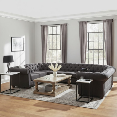 XXL Lielā Chesterfield Dzīvojamā Istaba Dīvāns Sofa Pārklājums Stūra Sēdeklis U Forma Sofas Jauns