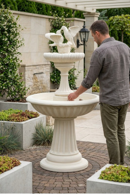 Zierbrunnen Springbrunnen Skulptur 171cm Brunnen Deko Garten Fontaine Teich Neu : Ziedu rotamo ūdens strūklaka skulptūra 171 cm strūklakas dekors dārzam Fontāne Teikums Jauns.
