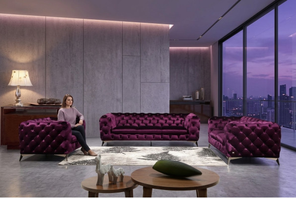 XXL Lielā sofa Chesterfield 3-vietu mīkstais dīvāns Sēdvieta Trijiem auduma materiāls