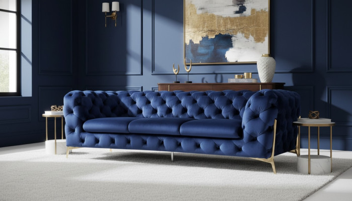 Chesterfield 3 sēdvietu dīvāns Ar apmetumu Trīs sektoru dizaina dīvāns Tekstila materiāls Itālijā