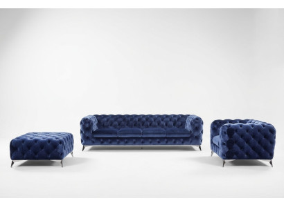 Dīvāns Chesterfield Dīvānsievietas XXL lielgabala audums 4+1+1 dizainers