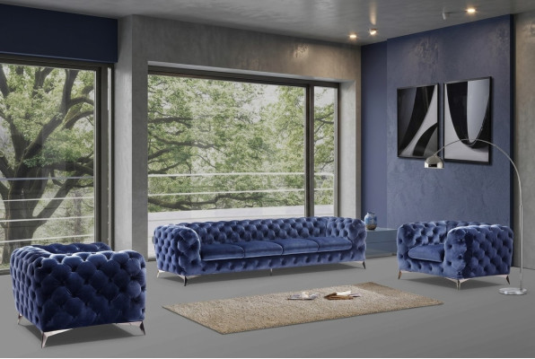 Zila Chesterfield dīvāns, mēbeļu komplekts, audums 2+2 dizaineru mēbeles