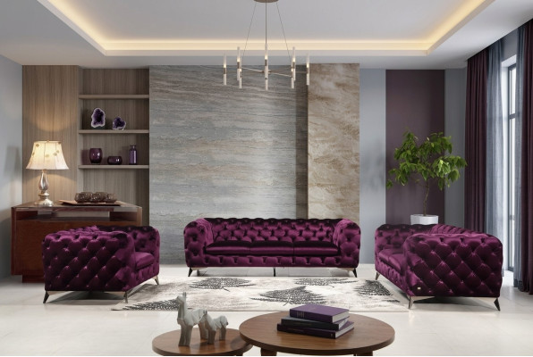 Dīvāns Chesterfield Couch XXL Big Komplekts audums 3+1+1 dizainera dīvāni pārvalkts.