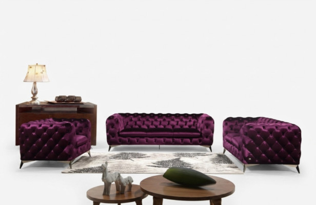 Dīvāns Chesterfield Couch XXL Big Komplekts audums 3+1+1 dizainera dīvāni pārvalkts.
