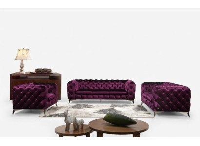 Dīvāns Chesterfield Couch XXL Big Komplekts audums 3+1+1 dizainera dīvāni pārvalkts.
