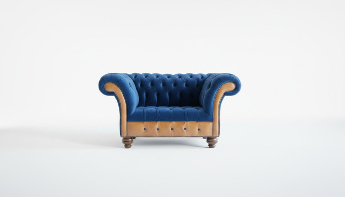 Chesterfield auduma mīkstas mēbeles 1-vietīgā dīvāns dizaina luksusa auduma dīvāns.