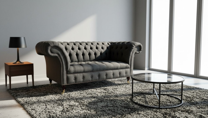 Chesterfield tekstila dīvāns 2-vietīgs luksusa dīvāns mēbelēts dīvāns dizaina auduma dīvāns