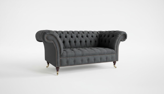 Chesterfield tekstila dīvāns 2-vietīgs luksusa dīvāns mēbelēts dīvāns dizaina auduma dīvāns