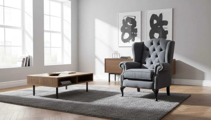 Chesterfield dizaina luksusa auduma dīvāni Auduma ausu krēsls 1-vietīgais dīvāns Polster