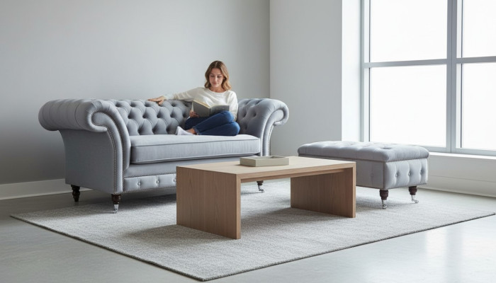 Chesterfield paklājs kājām krēsls polster Ottoman papildus atpūta audums āda jauns