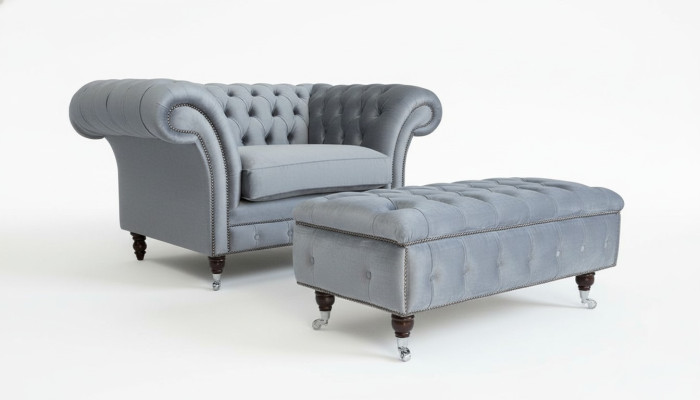 Chesterfield paklājs kājām krēsls polster Ottoman papildus atpūta audums āda jauns