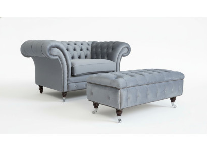 Chesterfield paklājs kājām krēsls polster Ottoman papildus atpūta audums āda jauns