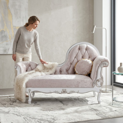 Sievietes čezlongs Récamière Chesterfield antikvienīgajā stilā Edle chaise longue dīvāns gultniecis Jauns