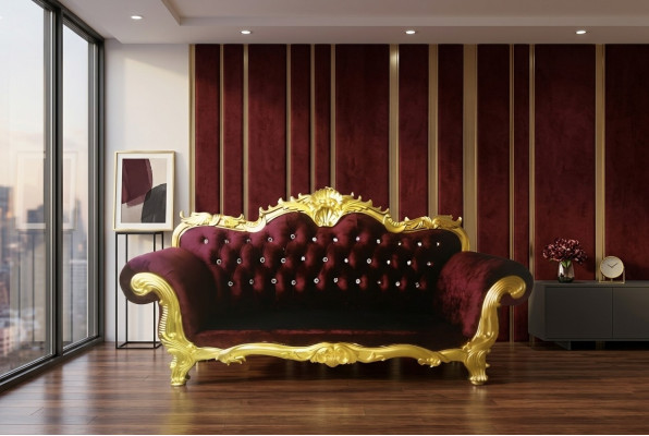 Tronis dīvāns Karaliskais Chesterfield apdare velveta audums 3-vietīgs Antīkais stils Dīvāni Jauns