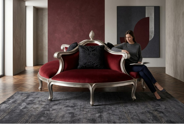 Apļas dīvāns Polster Couch Polster Chesterfield, veļuras pārklāts 4 vietas, antīkais stils.