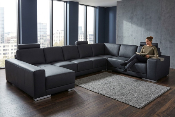 Ādas gultas sofa mājligzda stūra dīvāns komplekts dizains moderns dīvāns U-formātā