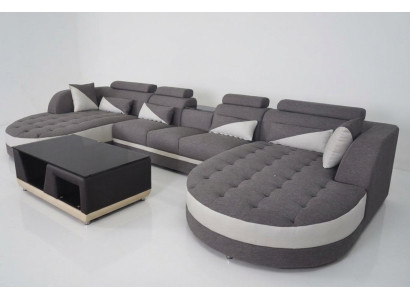 Stūra dāvanu dīvānu sofa sēdekļa komplekts Mūsdienīgs U formas mājai L-formas kliņģiere ādas
