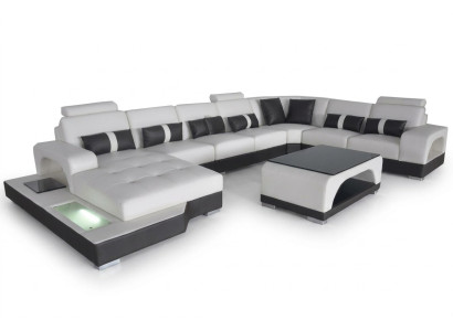 Ādas dīvāns Moderns dīvāns Polster Wohnlandschaft XXL Big Corner Couch Sēdeklis dizains