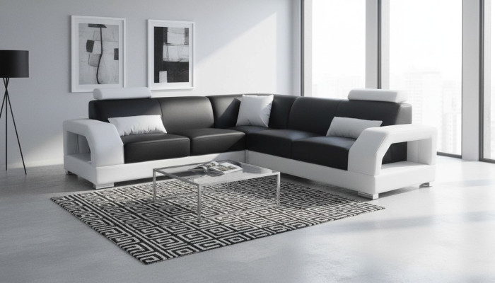 XXL Dīvāns stūra dīvāna ādas dzīvojamās istabas komplekts Moderns dizains G8001B L-forma sofa
