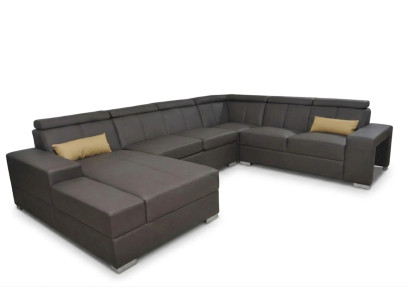 Stūris Ādas Moderns XXL Dīvāns Dzīvojamā Istaba Ādas Sofa U-formas C4010 Galds Jauni