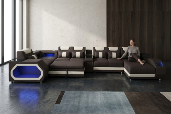 Dizaina ādas polsterēts stūra istaba dzīvojamo istabu stūra sofa stūra dīvāns ar gultiņfunkciju gulēšanai
