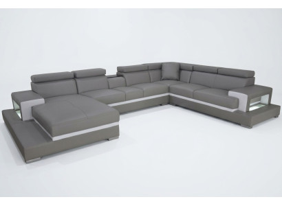 Dizaina ādas apdare dzīvojamās istabas sofa stūra dīvāns dizaina komplektācija XXL