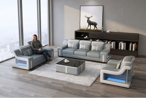 Trijvietīgs dizainera dīvāns ar 3 sēdvietām, polsterētais ādas dīvāns Big Sofas.