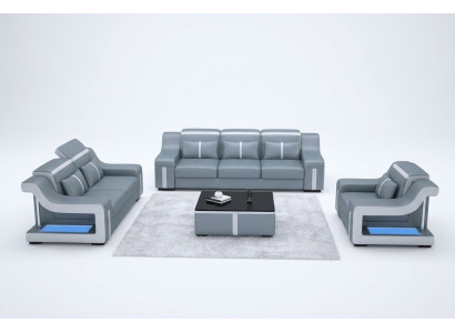 Trijvietīgs dizainera dīvāns ar 3 sēdvietām, polsterētais ādas dīvāns Big Sofas.
