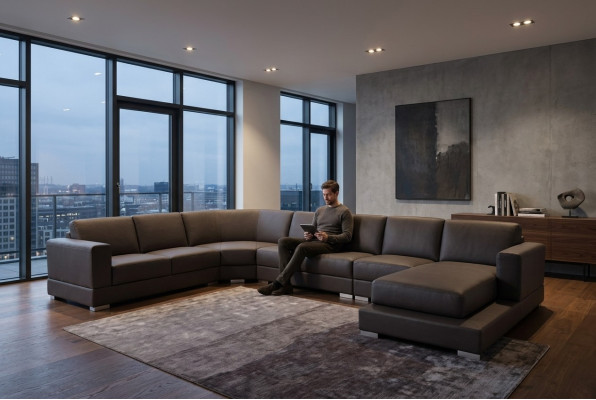 Stūris Āda Moderns XXL Dīvāns Dzīvojamās istabas sofa Dīvāns U-formas A1127