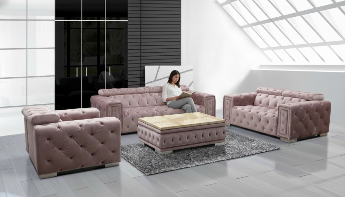 Dīvāns komplekts garnitūra Pildījuma dizains Chesterfield Sofas komplekts 3+3 9914 Samts komplekts