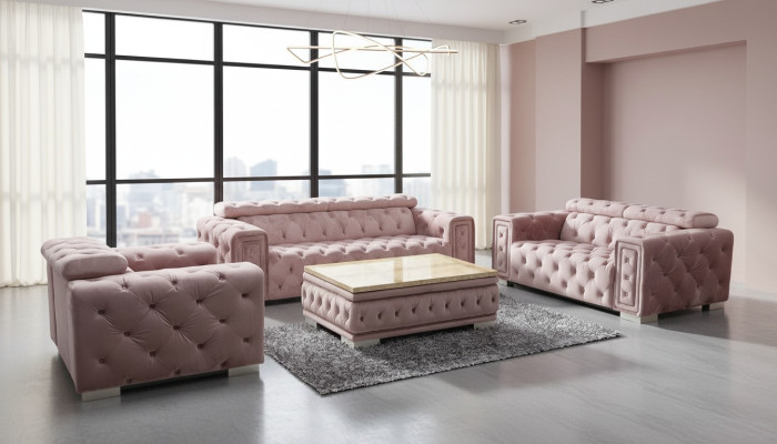 Dīvāns komplekts garnitūra Pildījuma dizains Chesterfield Sofas komplekts 3+3 9914 Samts komplekts