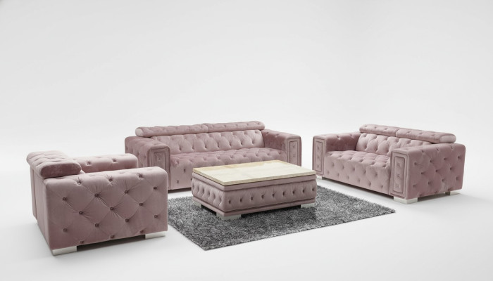 Dīvāns komplekts garnitūra Pildījuma dizains Chesterfield Sofas komplekts 3+3 9914 Samts komplekts