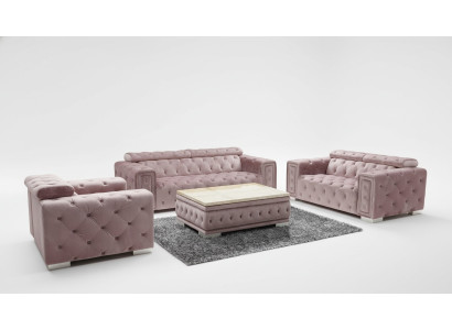 Dīvāns komplekts garnitūra Pildījuma dizains Chesterfield Sofas komplekts 3+3 9914 Samts komplekts