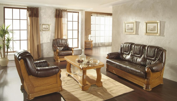 Ādas dīvāns vīriešiem Kluba dīvāns Dīvāns Polster Sitz Sofas komplektējums 3+2+1