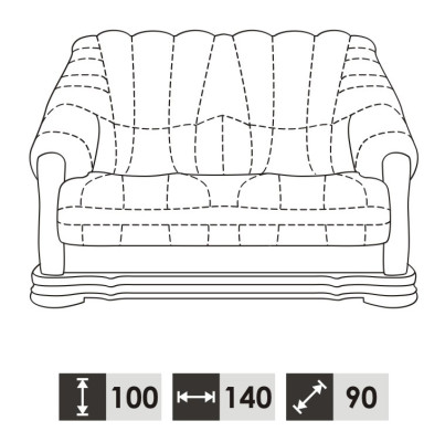 Klasiskā divvietīgā dīvāna sofa polster sofa 2 sēdvietas ādas dīvāns.