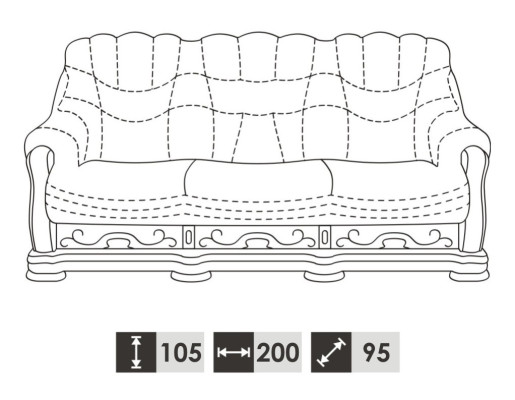 Klasiskais trīsvietīgais dīvāns Dīvāns Polster Sofa 3-vietīgs ādas dekors Dīvāni