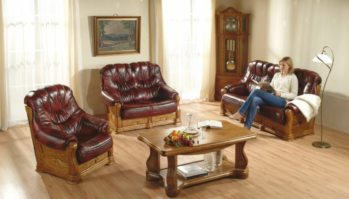 Divvietīga dīvāna Klasiskais ādas dīvāns Dīvāni Polster Sofa 2 Sitzer Leder